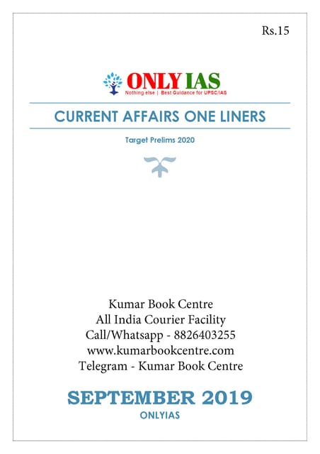 Only IAS One Liners - September 2019 [PRINTED]