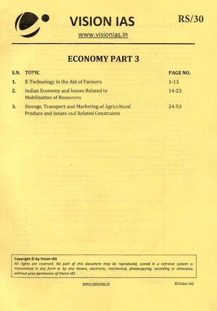 Vision IAS GS Printed Notes - Economy Part 3