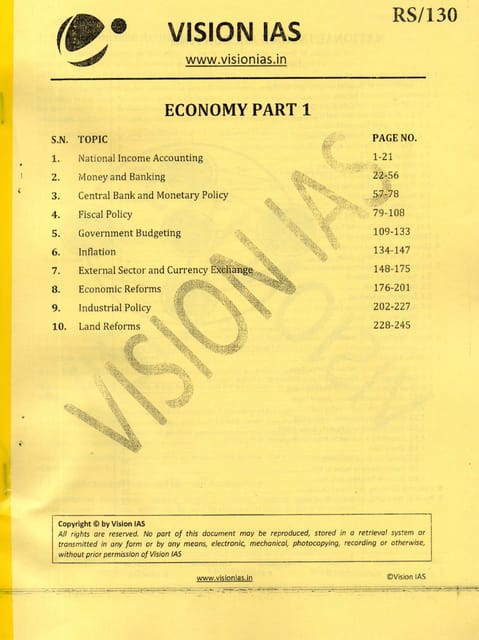 Vision IAS GS Printed Notes - Economy Part 1