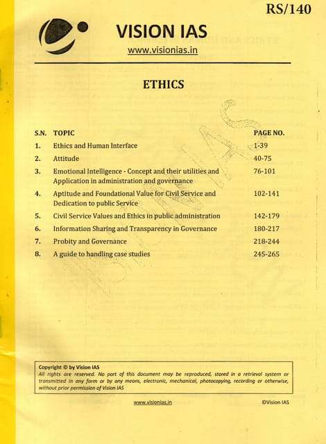 Vision IAS GS Printed Notes - Ethics