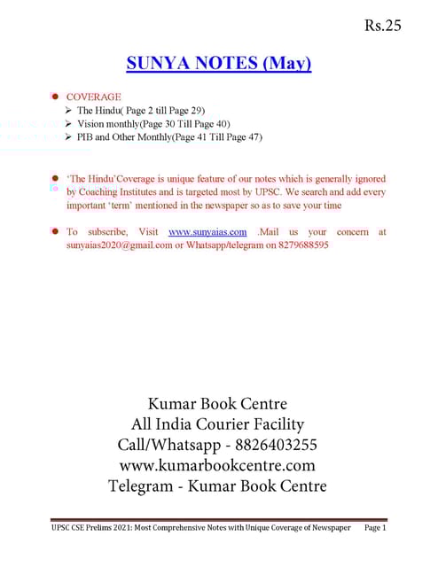 Sunya IAS Short Notes - May 2020 - [PRINTED]