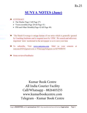 Sunya IAS Short Notes - June 2020 - [PRINTED]