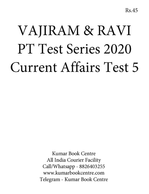 Vajiram & Ravi PT Test Series 2020 - Current Affairs Test 5 - [PRINTED]