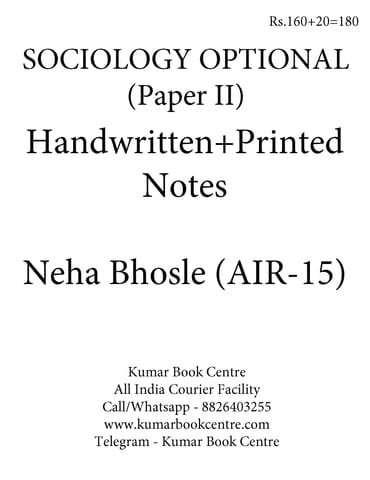 Sociology Optional (Paper 2) Handwritten & Printed Notes - Neha Bhosle - [PRINTED]