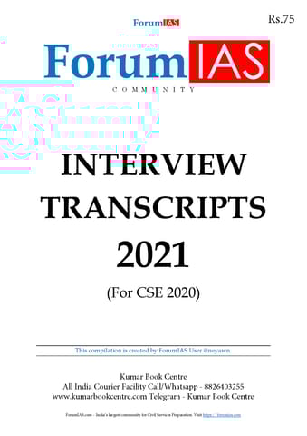 Forum IAS UPSC Interview Transcript 2021 - [PRINTED]