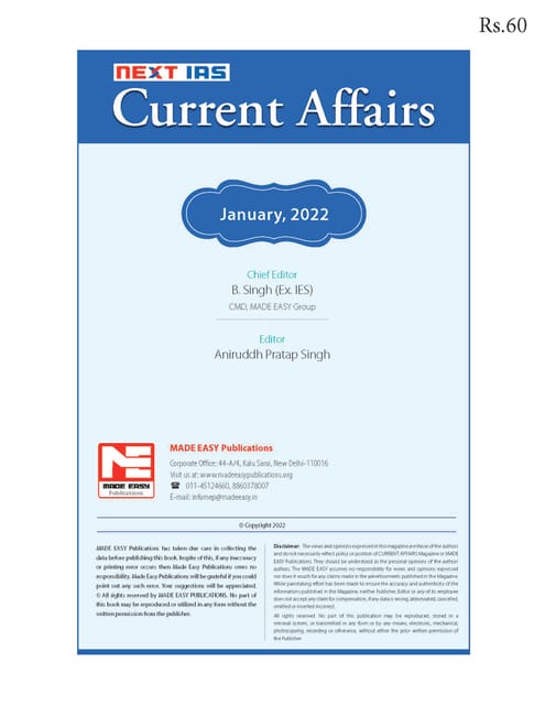 Next IAS Monthly Current Affairs - January 2022 - [B/W PRINTOUT]