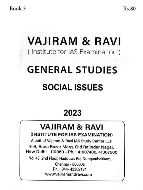 Social Issues - General Studies GS Printed Notes Yellow Book 2023 - Vajiram & Ravi - [B/W PRINTOUT]