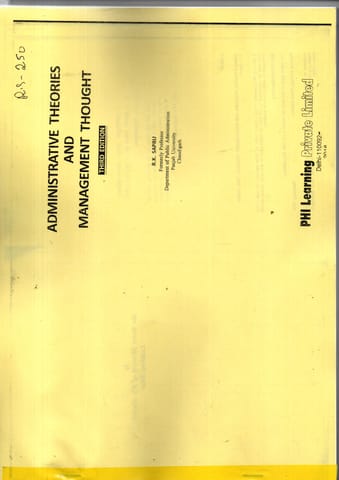 Administrative Theories and Management Thought - RK Sapru - [B/W PRINTOUT]