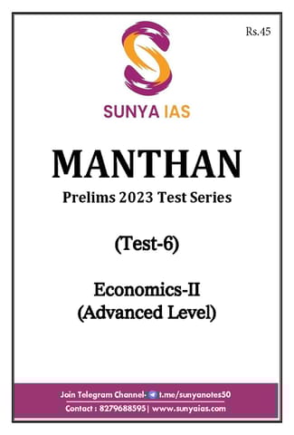 (Set) Sunya IAS PT Test Series 2023 - Test 6 to 10 - [B/W PRINTOUT]
