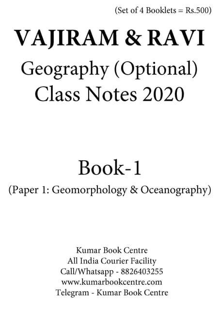 (Set of 4 Booklets) Geography Optional Handwritten/Class Notes 2020 - Vajiram & Ravi - [B/W PRINTOUT]