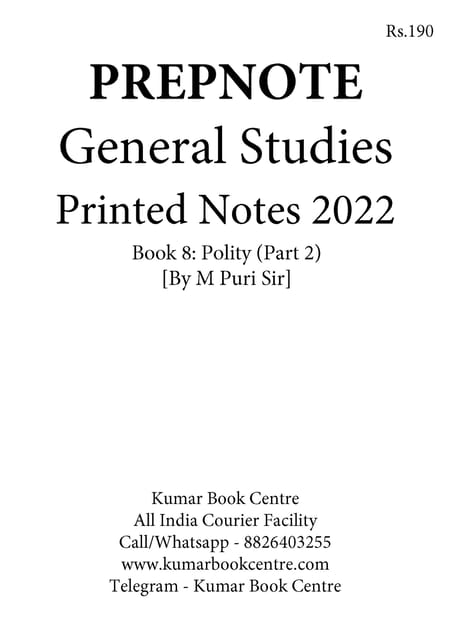 Polity (Part 2) - General Studies GS Printed Notes 2022 - M Puri - Prepnotes - [B/W PRINTOUT]