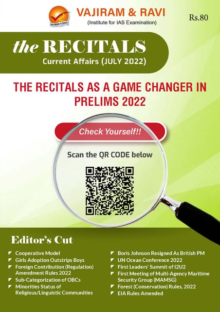 July 2022 - The Recitals - Vajiram & Ravi Monthly Current Affairs - [B/W PRINTOUT]