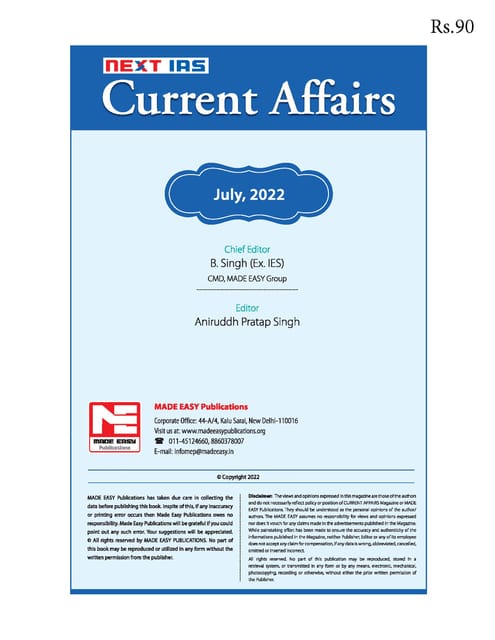July 2022 - Next IAS Monthly Current Affairs - [B/W PRINTOUT]