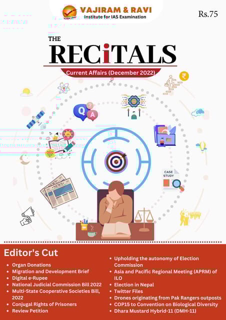 December 2022 - The Recitals - Vajiram & Ravi Monthly Current Affairs - [B/W PRINTOUT]