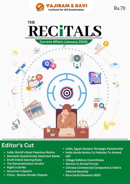 January 2023 - The Recitals - Vajiram & Ravi Monthly Current Affairs - [B/W PRINTOUT]