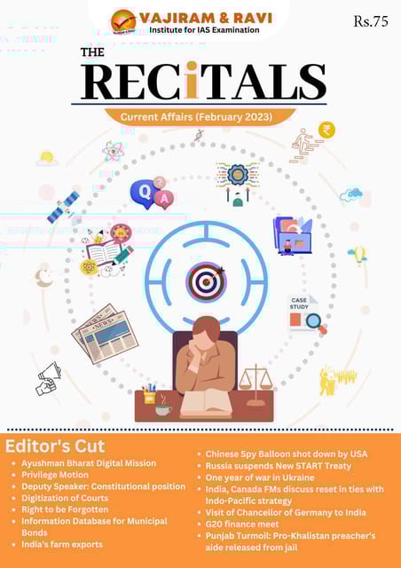 February 2023 - The Recitals - Vajiram & Ravi Monthly Current Affairs - [B/W PRINTOUT]
