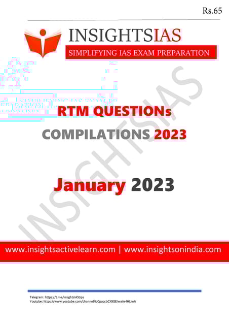 January 2023 - Insights on India Revision Through MCQs (RTM) - [B/W PRINTOUT]