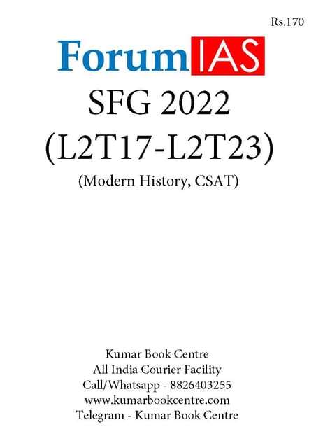 (Set) Forum IAS SFG Test 2022 - Level 2 Test 17 to 23 (Modern History & CSAT) - [B/W PRINTOUT]