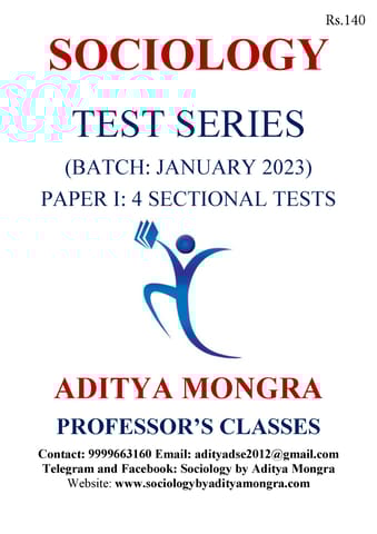 (Set) Aditya Mongra Sociology Optional Mains Test Series 2023 - Test 1 to 4 - [B/W PRINTOUT]