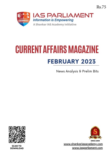 February 2023 - Shankar IAS Monthly Current Affairs - [B/W PRINTOUT]