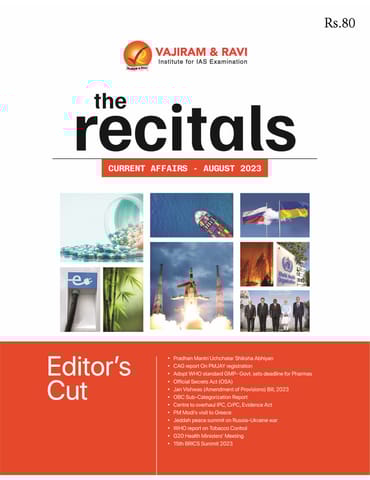 August 2023 - The Recitals - Vajiram & Ravi Monthly Current Affairs - [B/W PRINTOUT]