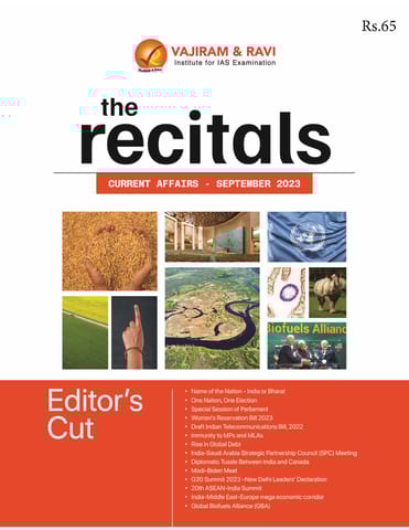 September 2023 - The Recitals - Vajiram & Ravi Monthly Current Affairs - [B/W PRINTOUT]