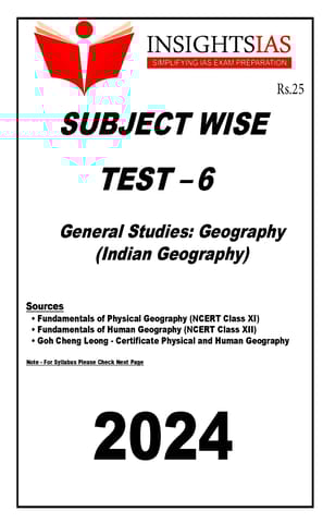 (Set) Insights on India PT Test Series 2024 - Test 6 to 10 (Subject Wise) - [B/W PRINTOUT]