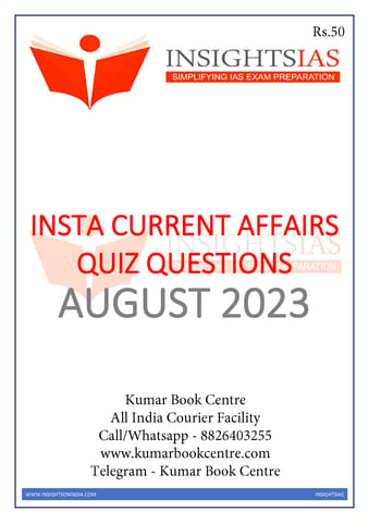 August 2023 - Insights on India Current Affairs Daily Quiz - [B/W PRINTOUT]