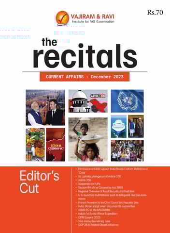 December 2023 - The Recitals - Vajiram & Ravi Monthly Current Affairs - [B/W PRINTOUT]