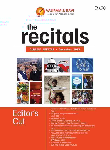 December 2023 - The Recitals - Vajiram & Ravi Monthly Current Affairs - [B/W PRINTOUT]