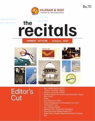 January 2024 - The Recitals - Vajiram & Ravi Monthly Current Affairs - [B/W PRINTOUT]