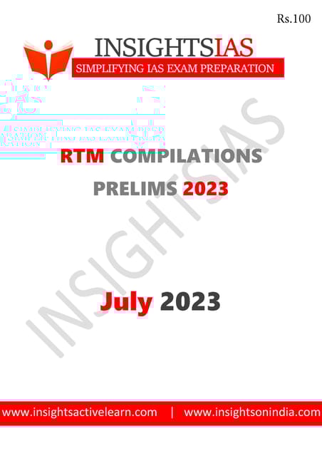 July 2023 - Insights on India Revision Through MCQs (RTM) - [B/W PRINTOUT]