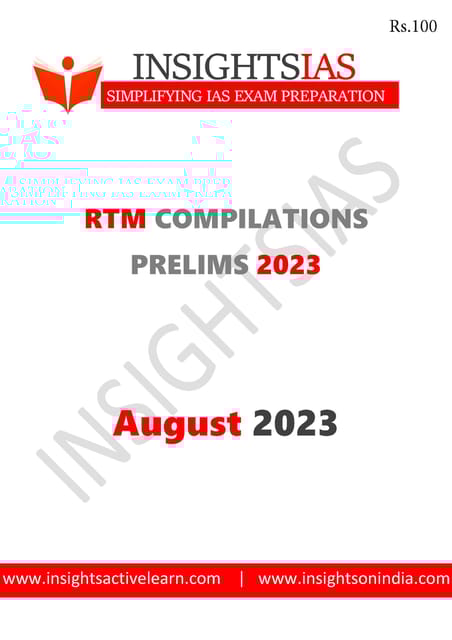 August 2023 - Insights on India Revision Through MCQs (RTM) - [B/W PRINTOUT]