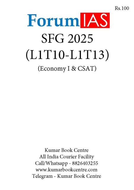 (Set) Forum IAS SFG Test 2025 - Level 1 Test 10 to 13 (Economy 1 & CSAT) - [B/W PRINTOUT]