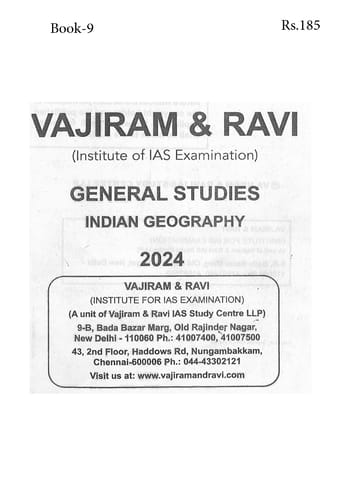Indian Geography - General Studies GS Printed Notes Yellow Book 2024 - Vajiram & Ravi - [B/W PRINTOUT]