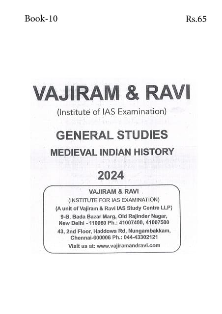 Medieval Indian History - General Studies GS Printed Notes Yellow Book 2024 - Vajiram & Ravi - [B/W PRINTOUT]
