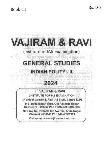 Indian Polity 2 - General Studies GS Printed Notes Yellow Book 2024 - Vajiram & Ravi - [B/W PRINTOUT]
