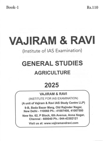 Agriculture - General Studies GS Printed Notes Yellow Book 2025 - Vajiram & Ravi - [B/W PRINTOUT]