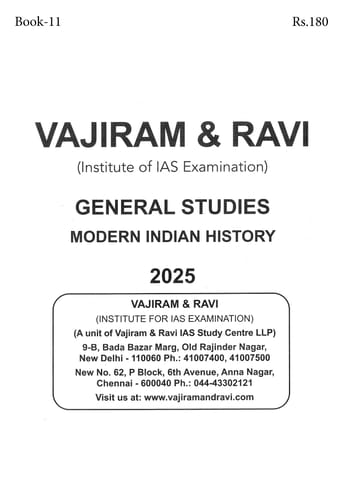 Modern Indian History - General Studies GS Printed Notes Yellow Book 2025 - Vajiram & Ravi - [B/W PRINTOUT]