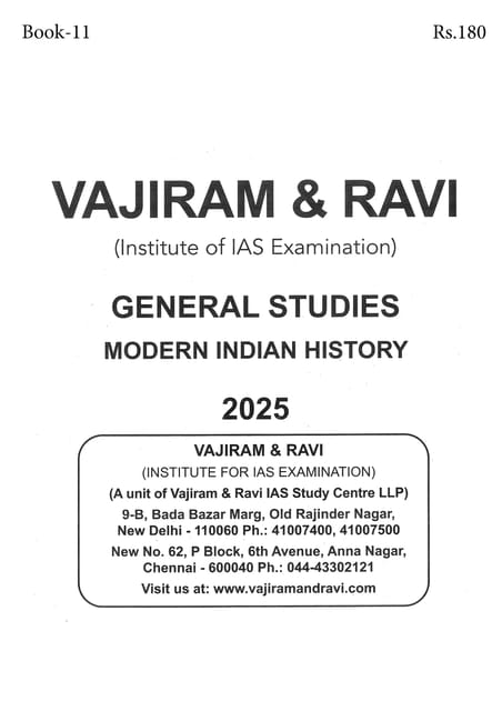 Modern Indian History - General Studies GS Printed Notes Yellow Book 2025 - Vajiram & Ravi - [B/W PRINTOUT]