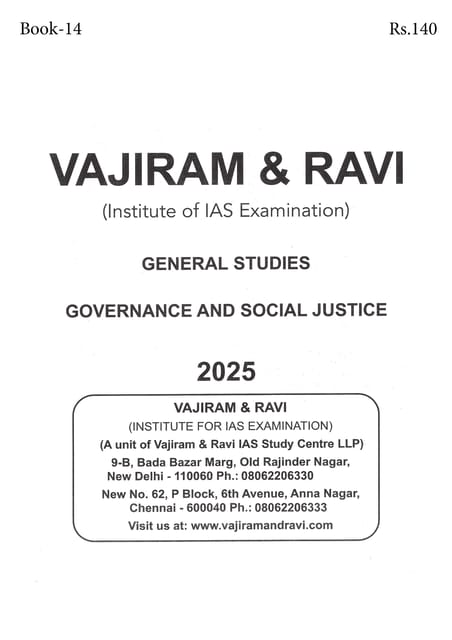 Governance and Social Justice - General Studies GS Printed Notes Yellow Book 2025 - Vajiram & Ravi - [B/W PRINTOUT]