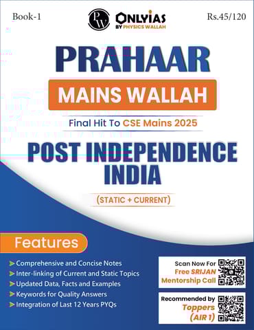 Post Independence India - Only IAS Mains Wallah Prahaar 2025 - [B/W PRINTOUT]