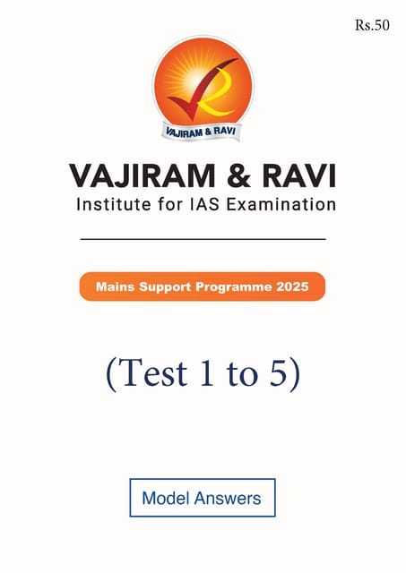 (Set) Vajiram & Ravi Mains Support Program 2025 - Test 1 to 5 - [B/W PRINTOUT]