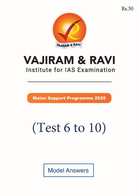 (Set) Vajiram & Ravi Mains Support Program 2025 - Test 6 to 10 - [B/W PRINTOUT]