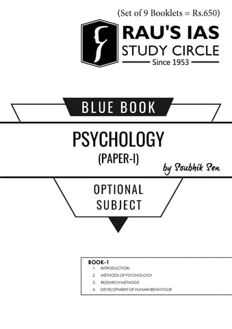 (Set of 9 Booklets) Psychology Optional Printed Notes 2023 - Soubhik Sen - Rau's IAS Blue Book - [B/W PRINTOUT]