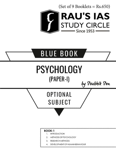 (Set of 9 Booklets) Psychology Optional Printed Notes 2023 - Soubhik Sen - Rau's IAS Blue Book - [B/W PRINTOUT]