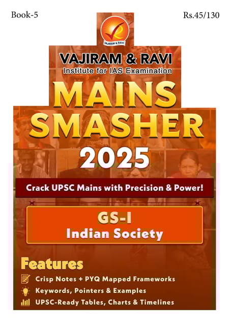 Indian Society - Vajiram & Ravi Mains Smasher 2025 - [B/W PRINTOUT]