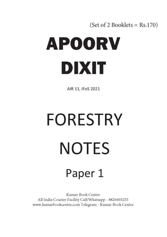 (Set of 2 Booklets) Forestry Optional Handwritten Notes - Apoorv Dixit (AIR 11, IFoS 2021) - [B/W PRINTOUT]