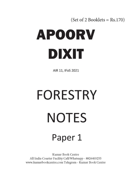 (Set of 2 Booklets) Forestry Optional Handwritten Notes - Apoorv Dixit (AIR 11, IFoS 2021) - [B/W PRINTOUT]