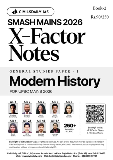 Modern History - Civilsdaily IAS X Factor Notes Smash Mains 2026 - [B/W PRINTOUT]